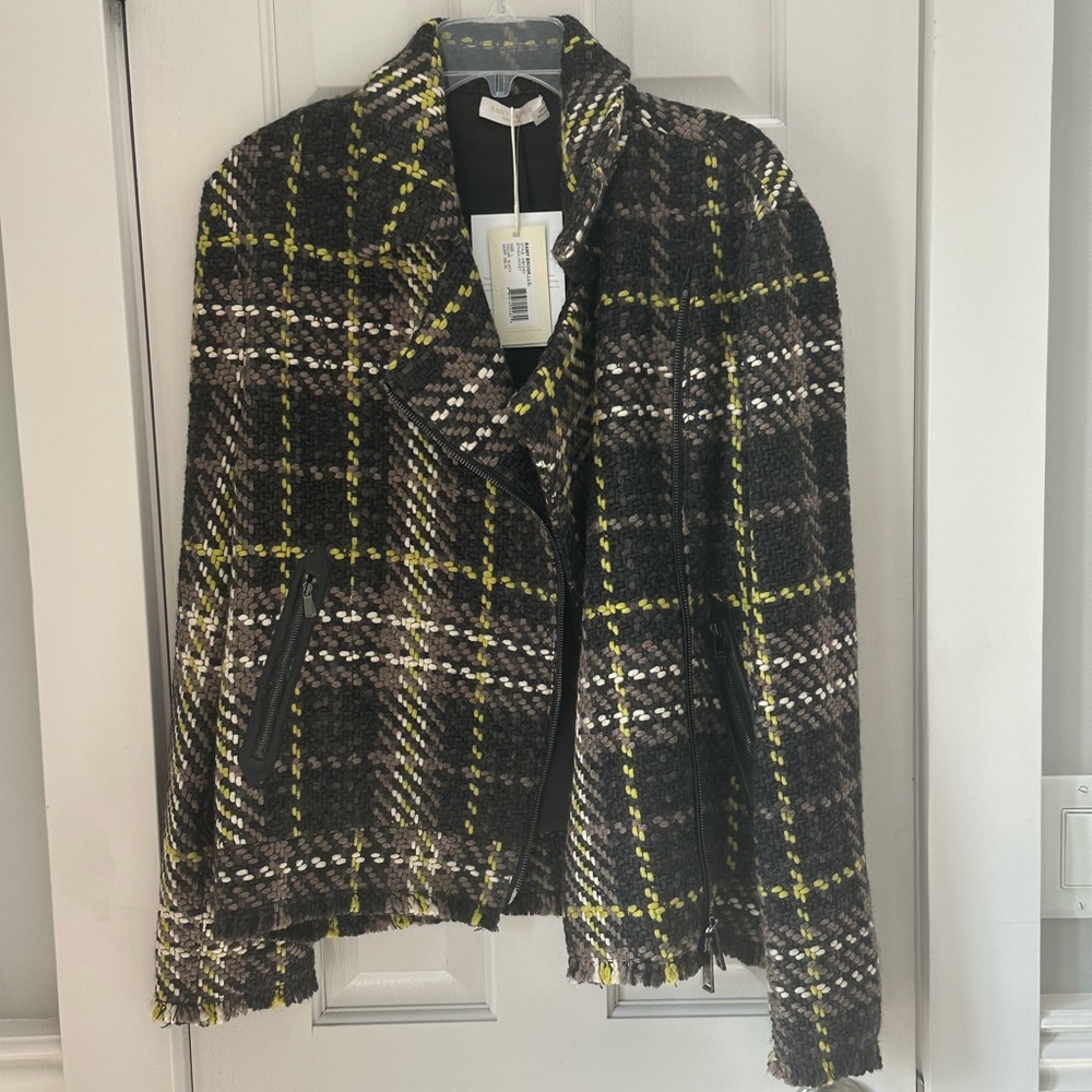 NWT RAMY BROOK Ethan Plaid Jacket in green & black